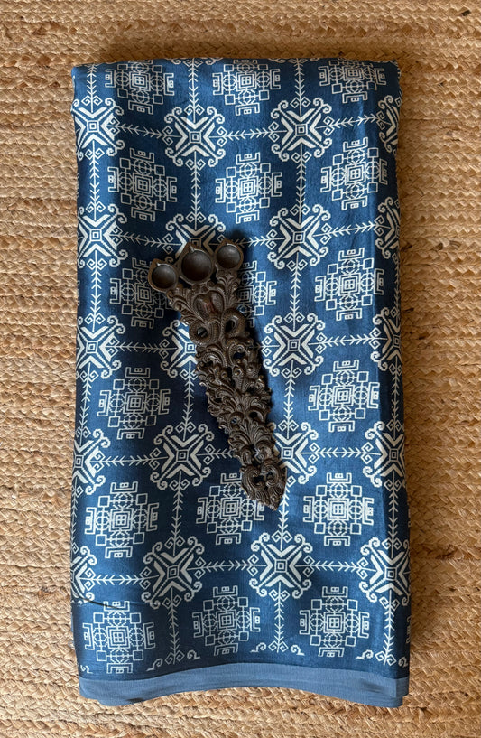Blue mashru silk fabric msf- 14