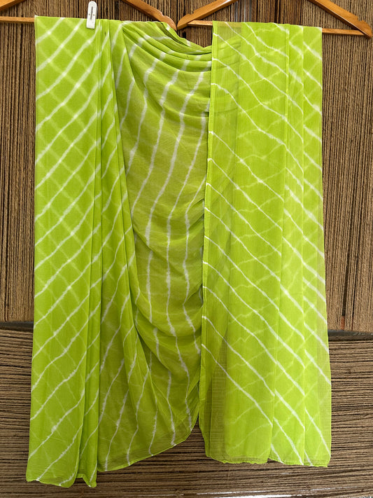 Lime green leheriya chiffon sari