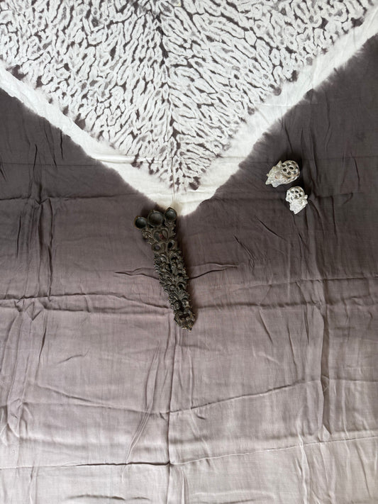 Grey & with ombrã© modal  silk shibori kurta/kaftan material