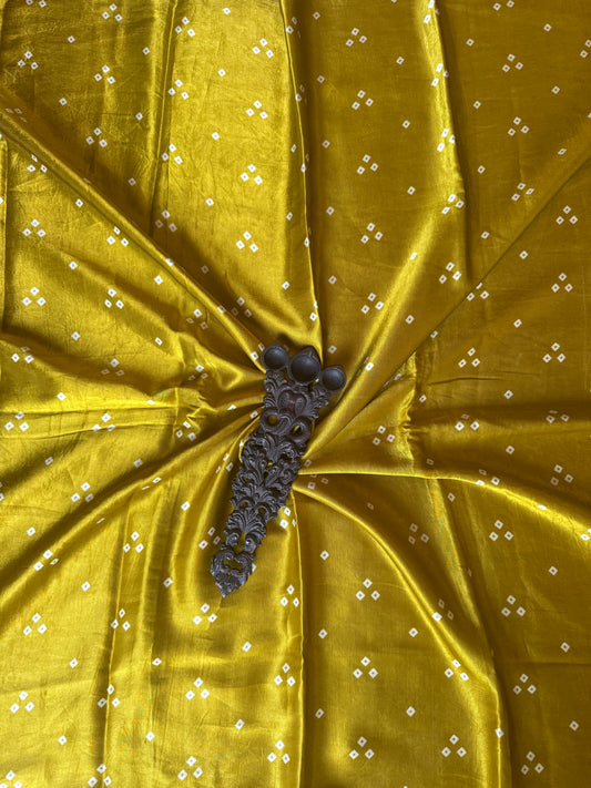 Mustard yellow three dot mashru silk un stitched blouse piece