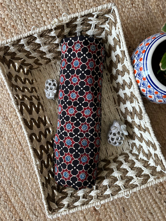 Black ajrakh  modal handcrafted natural dye printed fabric  mf-1