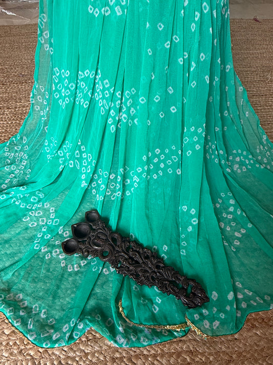 Tiffany blue chiffon leheriya dupatta