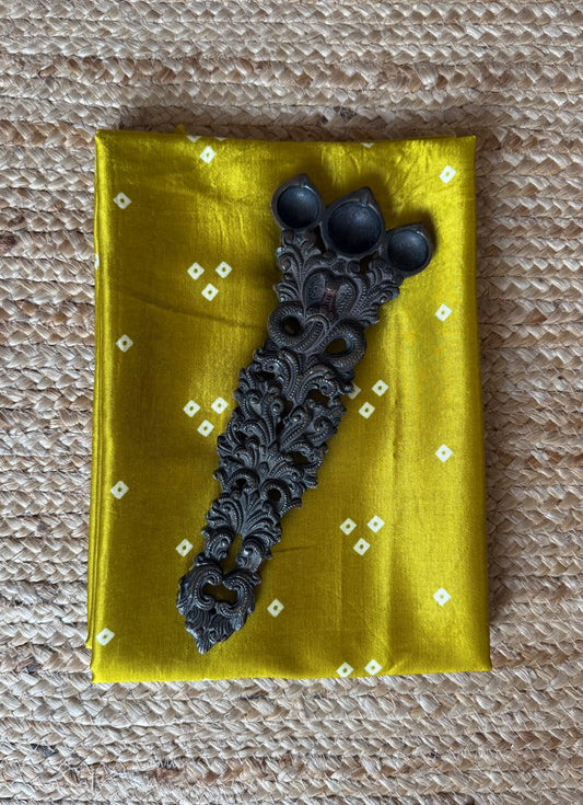 Mustard yellow three dot mashru silk un stitched blouse piece
