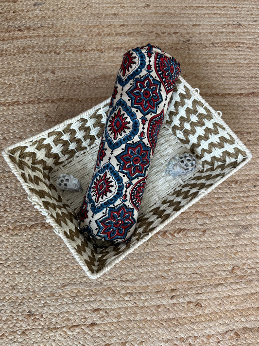 Beige ajrakh  modal handcrafted natural dye printed fabric  mf-