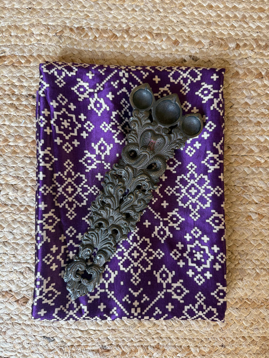Purple patola print mashru silk un stitched blouse piece