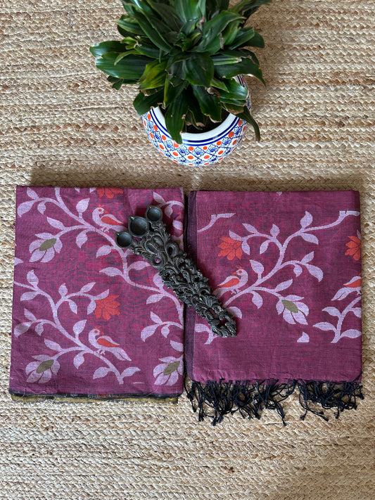 Onion pink jamdani all over woven mull kurta set jak- 1