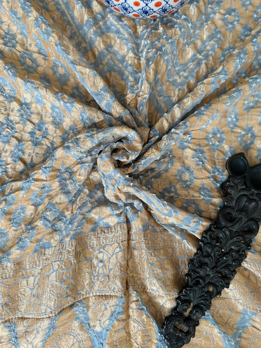 Gray  blue handwoven neemzari bareek bandhani in khaddi georgette dupatta  bd-104