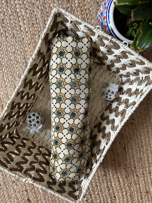 Beige ajrakh  modal handcrafted natural dye printed fabric  mf-3