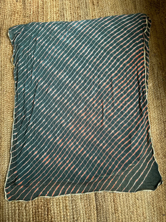 Grey  chiffon leheriya dupatta