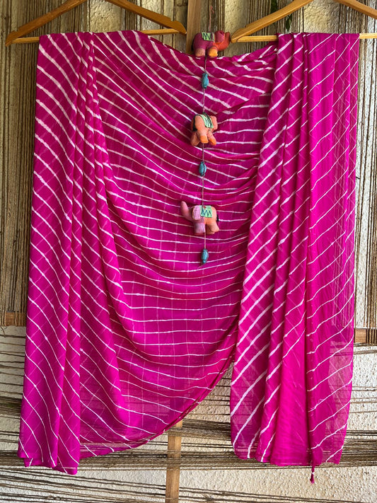 Magenta pink leheriya chiffon sari