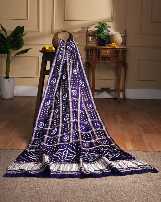 Magenta purple handcrafted modal silk gharchola dupatta